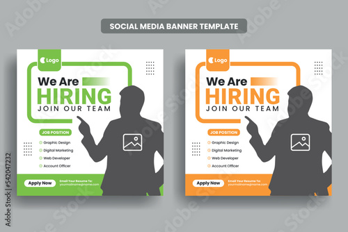 We are hiring social media post banner template or job vacancy square banner layout, Join our team facebook banner design