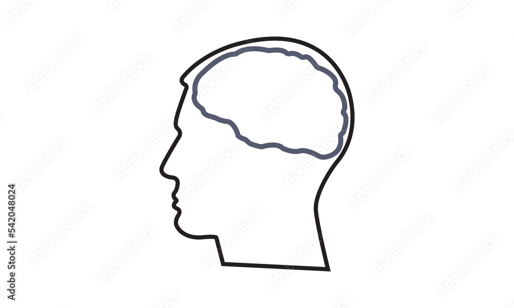 Human head outline with brain