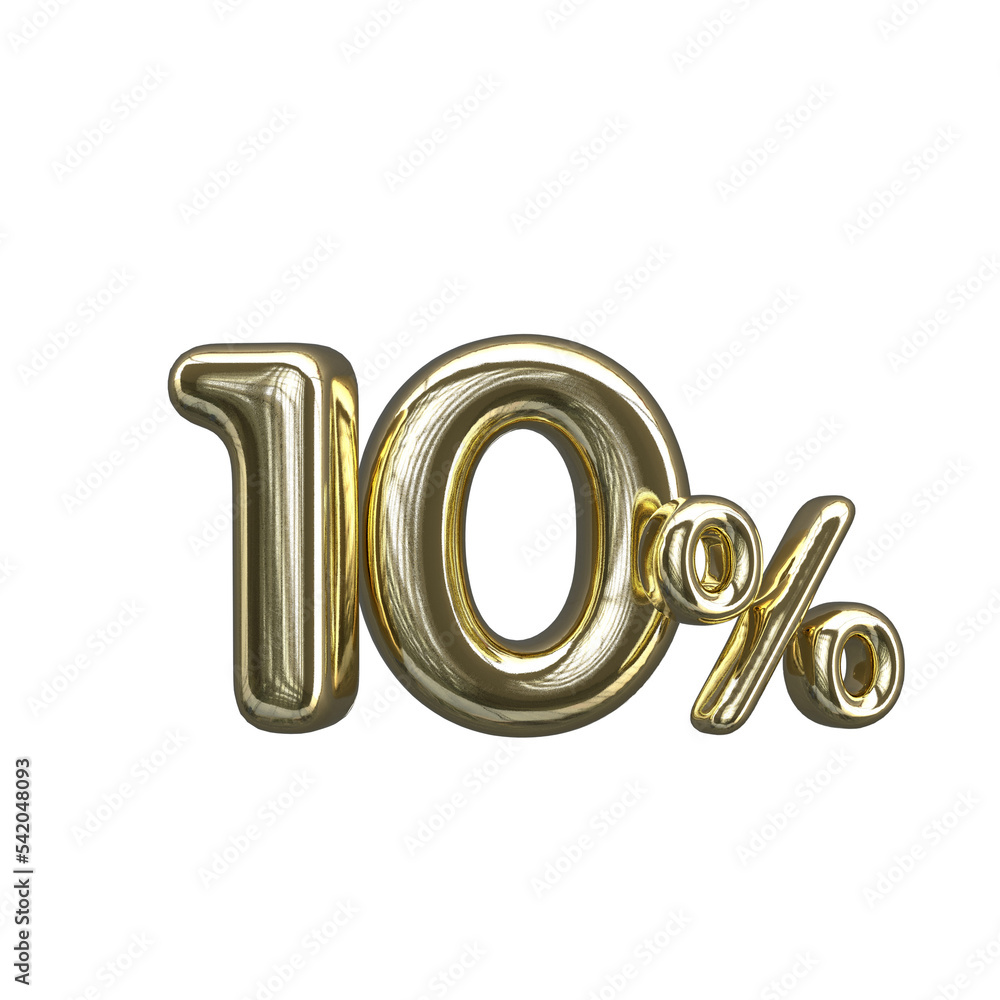 10 pecent 3D number gold color 10 pecent 3D number gold color