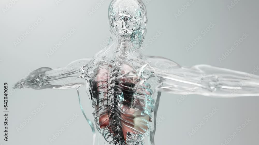 loop animation of Diaphragm Human Respiratory System Anatomy, Medical Concept, the diaphragm muscle on skeleton, 3D render