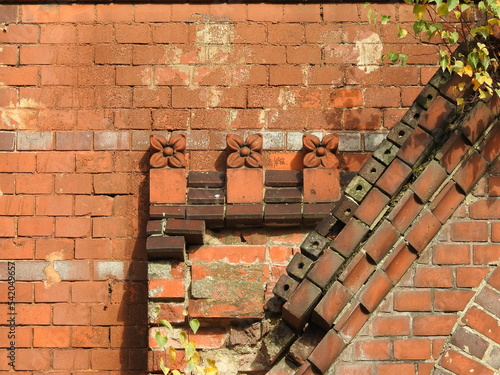 decoration on an old brick wall in kaliningrad  russia  former konigsberg  eastern prussia