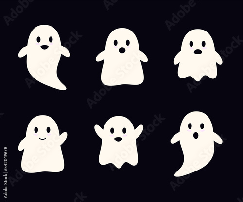 Set of cute ghosts. Halloween character design