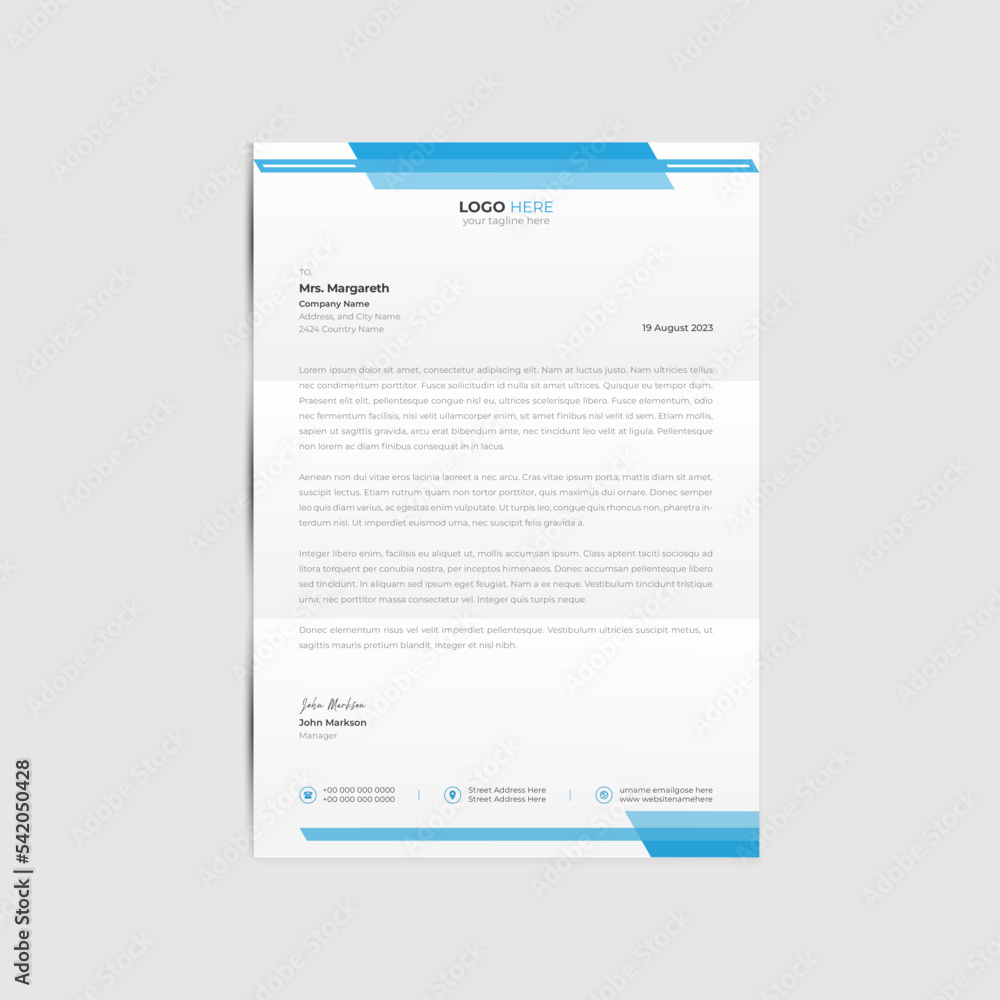 Elegant and modern business letterhead template
Elegant and modern business letterhead template