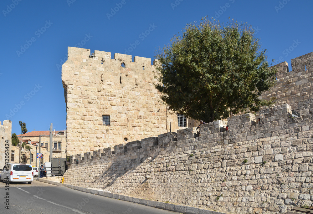 Walls of the Old City in Jerusalem.