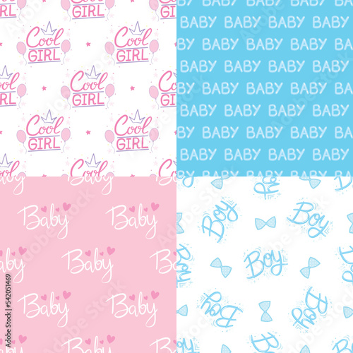 A set of ready-made designs for newborns. This is a boy. It's a girl. Vector illustration.