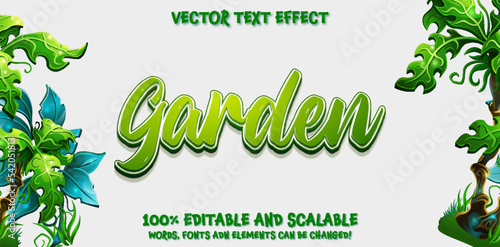 Garden leaf green nature 3d logo template editable text effect style