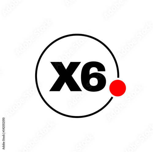 X6 brand name initial typography icon. X6 vector monogram.