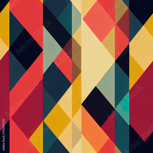 Mid century geometric abstract pattern with simple shapes and beautiful color palette. Simple geometric pattern composition, best use in web design, business card, invitation, poster, textile print.