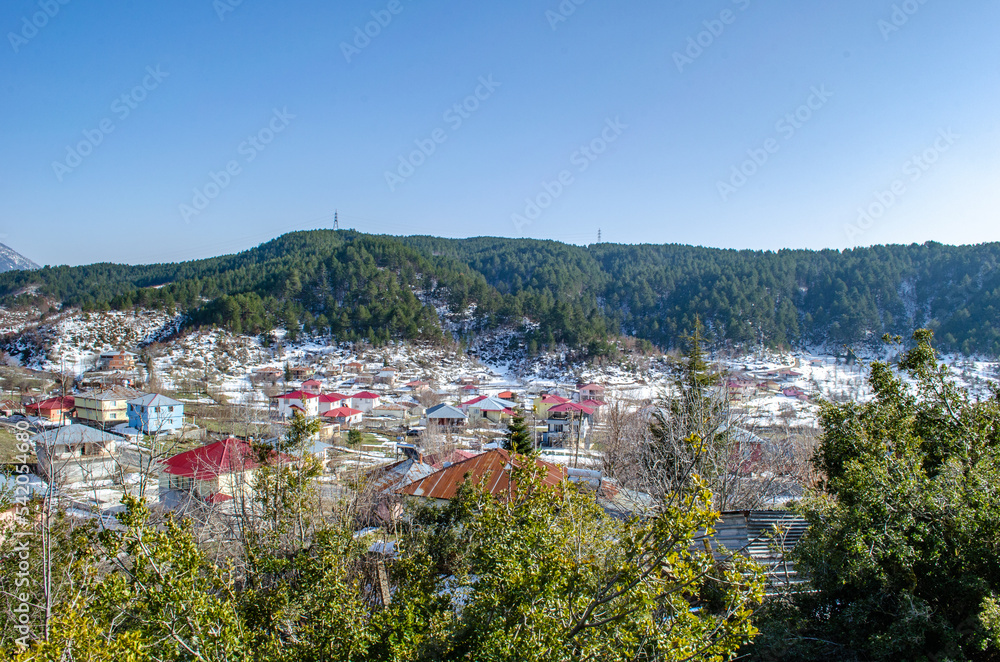 rural cityscape from winter season
