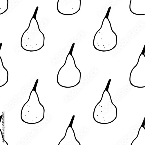 Vector seamless pattern silhouette of a pear