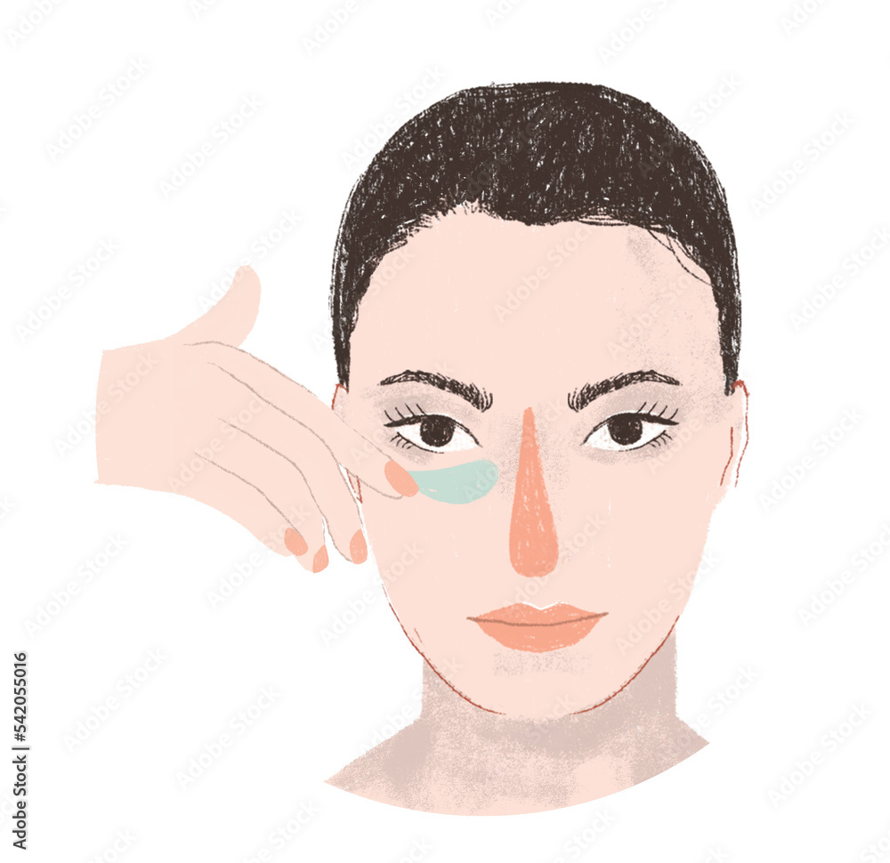 Cosmetic illustrations. Beautician face. Dermatologist. Face masks. Skin care. Women's care. mint color