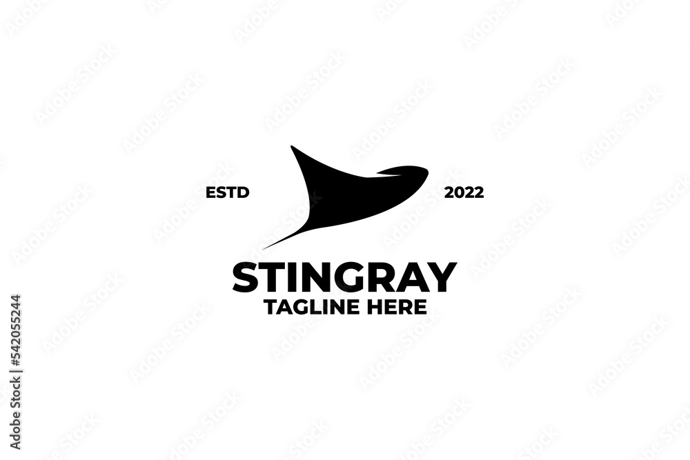 Flat stingray simple silhouette logo design vector illustration Flat stingray simple silhouette logo design vector illustration