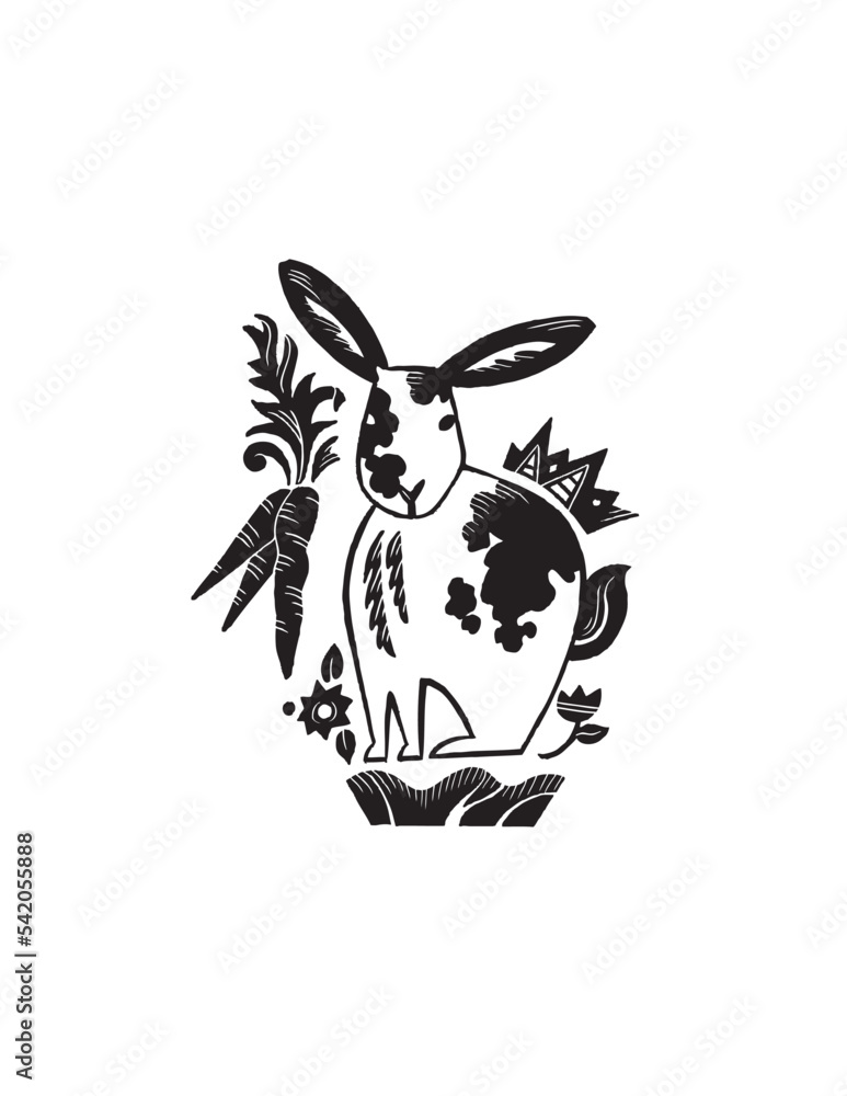 Naklejka premium whimsical rabbit