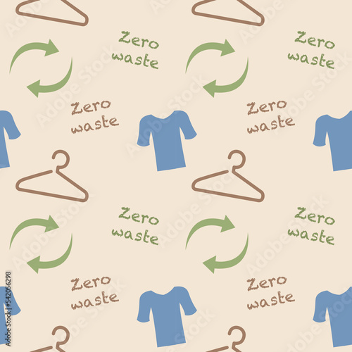 Second hand clothing pattern design, thrifting repetitive background template, zero waste fashion linear icons, thrifted clothing vector, reusable shirt illustration, surface wallpaper