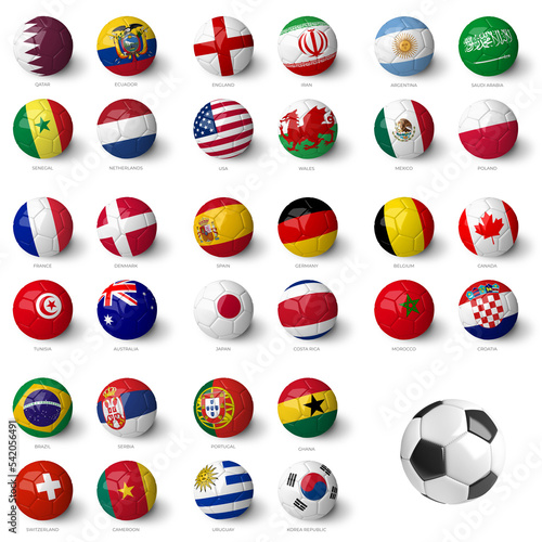 Balls with flags on white background