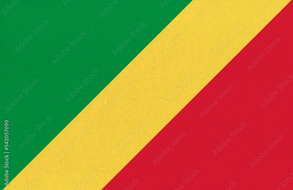 flag of Republic of Congo. National Congolese flag on fabric flag of Republic of Congo. National Congolese flag on fabric