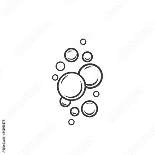 Soap bubbles outline icon vector illustration. Line hand drawn cleaning suds of detergent and soapy foam to clean or wash, fizzy air balls in clear water or liquid, underwater bubbles of oxygen