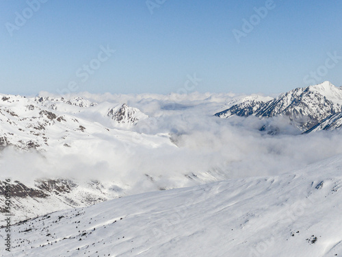 Andorra la Vella, Andorra - January 19, 2022: Grandvalira Andorra Ski Resort, Andorra mountains and skiing © kovinka