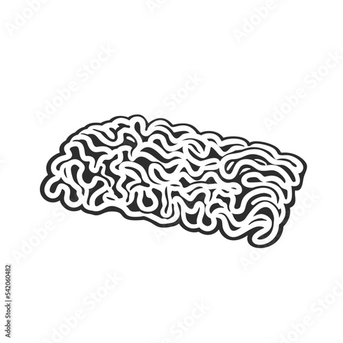 Ground meat outline icon vector illustration. Line hand drawn raw mincemeat with texture, fresh beef or veal, pork or chicken mince menu of butchery, heap of meat food ingredient for cooking burgers
