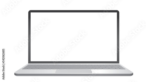 realistic laptop mockup with blank screen, front view