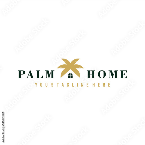 Palm tree with house home logo design