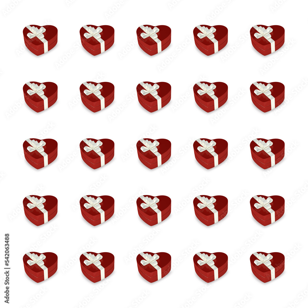 Lots of red heart shaped gift boxes 3d render on white background. Pattern on colored background. Holidays and love concept. Valentine's day design idea. Lots of red heart shaped gift boxes 3d render on white background. Pattern on colored background. Holidays and love concept. Valentine's day design idea.