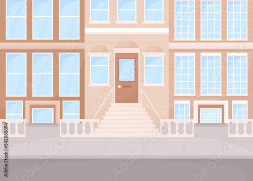 Municipal department entrance flat color vector illustration. City hall. Administration. Public place. Urban infrastructure. Fully editable 2D simple cartoon cityscape with building on background