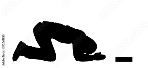 Homeless beggar begging for money vector silhouette illustration isolated on white. Person begging for food. Disabled person. Poor hungry man need help. Stressful public scene. Street social problem.