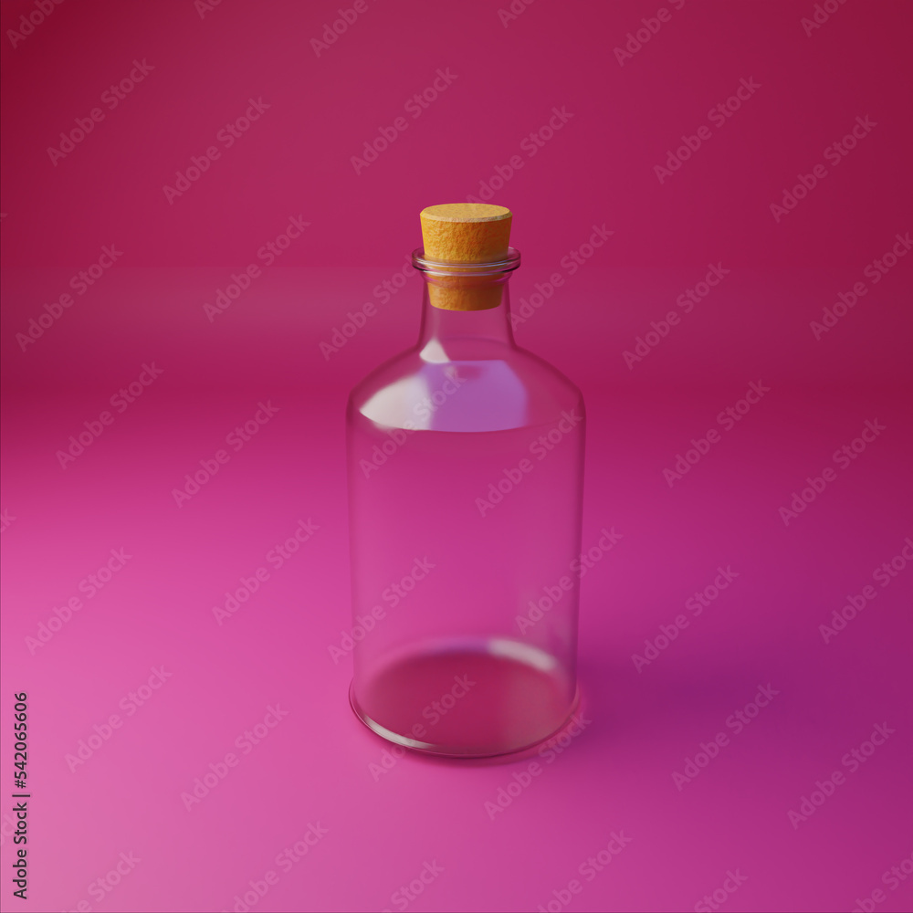 glass bottle on pink background glass bottle on pink background
