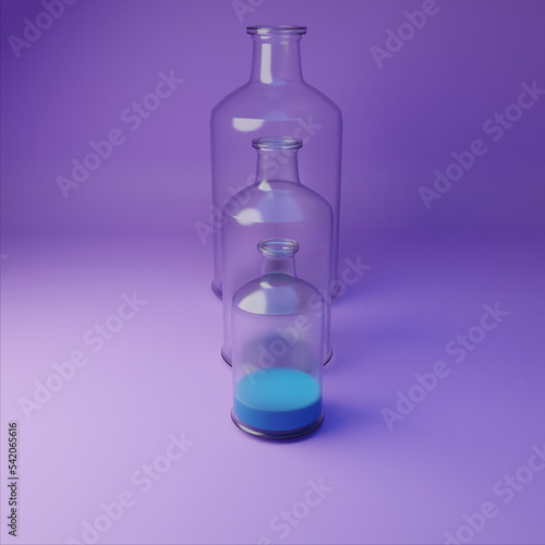 glass bottle on purple background