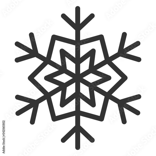 One snowflake - icon, illustration on white background, outline style