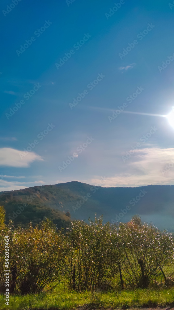 Autumn landscape backgroun in the sunny weather with clouds Autumn landscape backgroun in the sunny weather with clouds