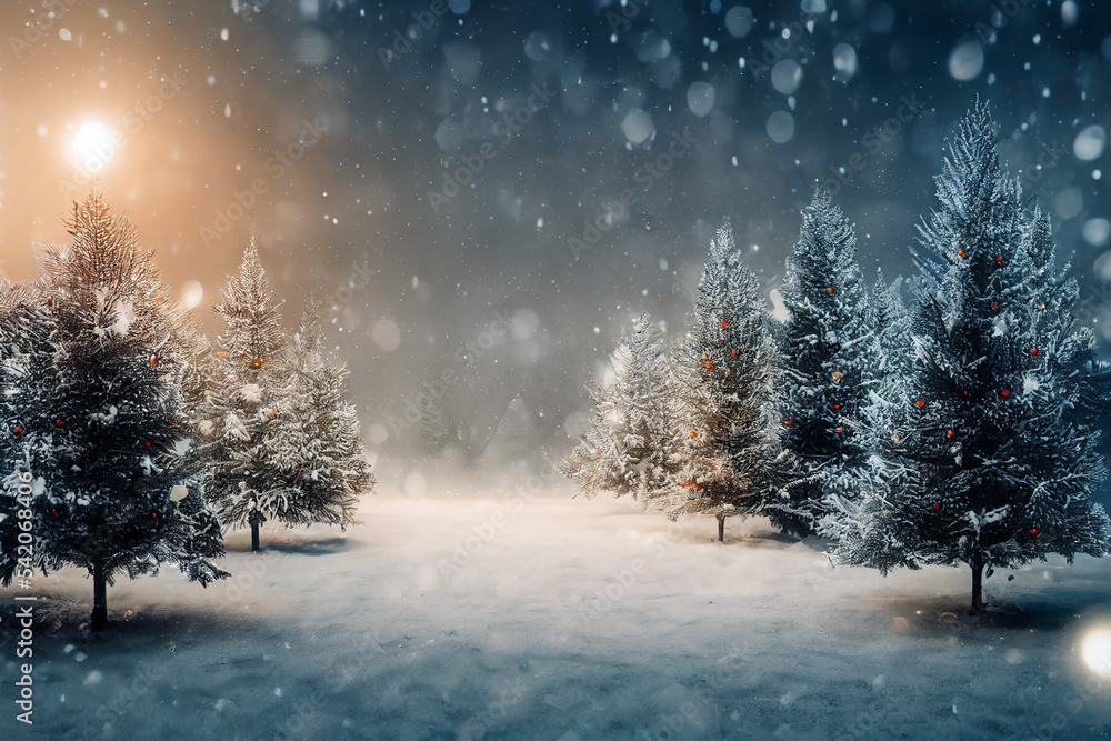 A winterscene with falling snow A winterscene with falling snow
