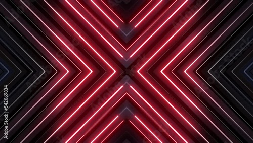 4k Red Neon Glowing Blocks Loop