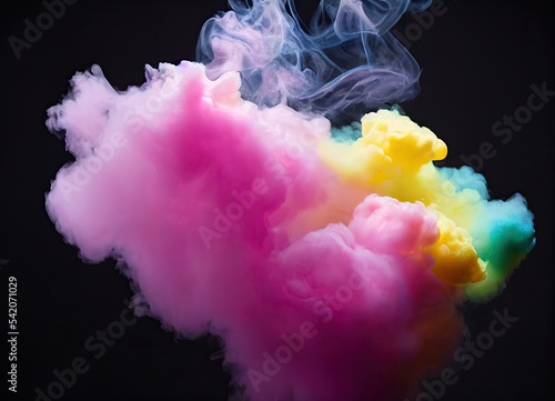 Colorful smoke bomb on black background