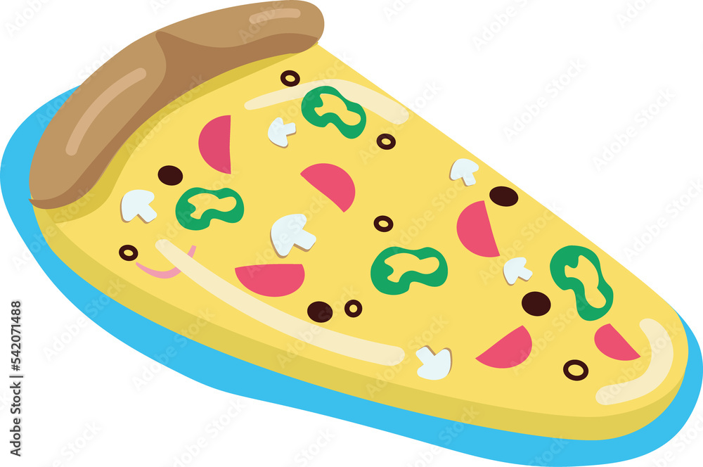 Pizza shaped air mattress semi flat color raster object. Full sized item on white. Swimming pool activity equipment simple cartoon style illustration for web graphic design and animation Pizza shaped air mattress semi flat color raster object. Full sized item on white. Swimming pool activity equipment simple cartoon style illustration for web graphic design and animation