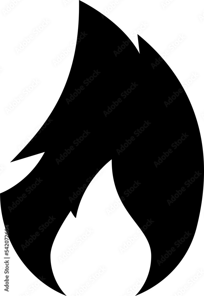 Fire flame icon. Fire symbol in black. Flame sign on transparent