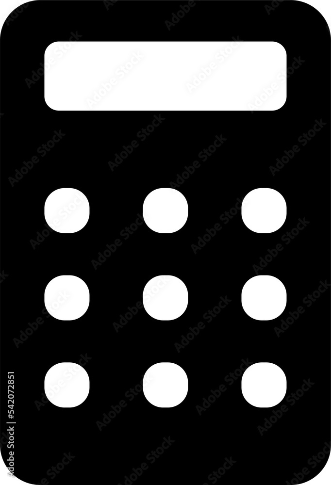 Calc symbol in black. Calculator on transparent background. Math illustration. Calc icon in png