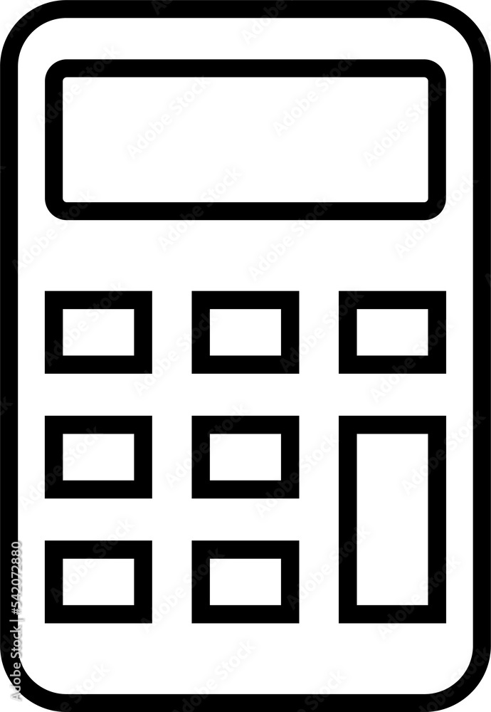 Calc symbol in black. Calculator on transparent background. Math illustration. Calc icon in png