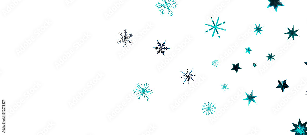 Snowflakes and bokeh lights on the blue Merry Christmas background. 3D render Snowflakes and bokeh lights on the blue Merry Christmas background. 3D render
