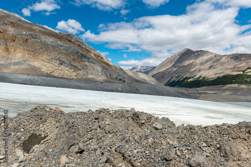 Athabasca glacier in summer, Columbia Icefield, Jasper national park, Alberta, Canada.