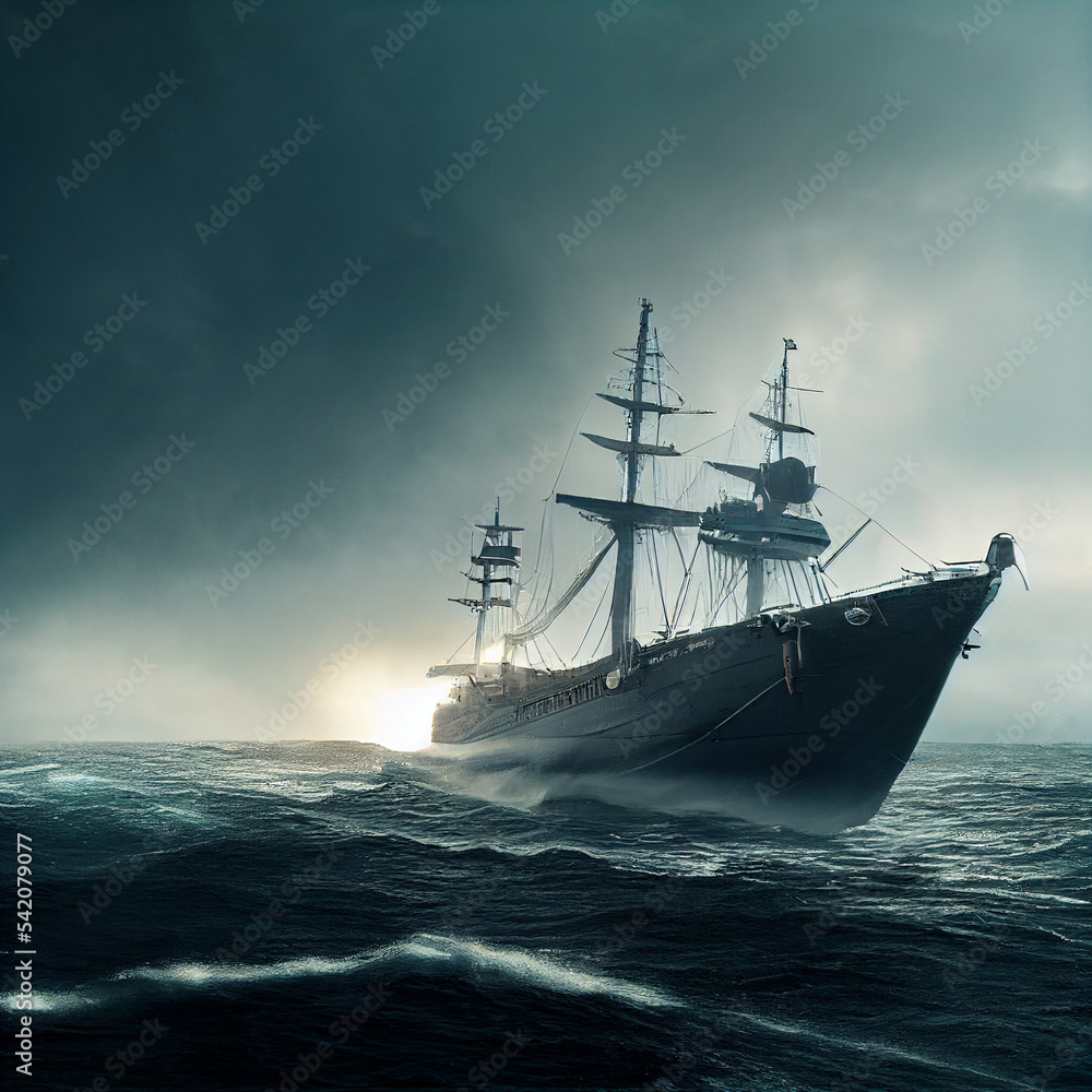 The warship is wrecked. 3D illustration The warship is wrecked. 3D illustration