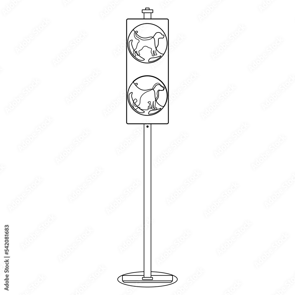 Pets toilet for dogs. Traffic lights Set in outline style. Red light above green. Vector illustration isolated on white background. Pets toilet for dogs. Traffic lights Set in outline style. Red light above green. Vector illustration isolated on white background.
