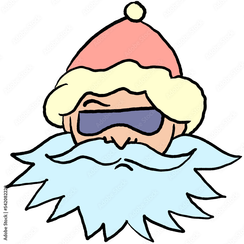 Funny Santa Claus face, hand drawn cartoon character, comic personage illustration. Decorative element for poster print, Christmas party invitation, postcard design. Traditional winter celebration. Funny Santa Claus face, hand drawn cartoon character, comic personage illustration. Decorative element for poster print, Christmas party invitation, postcard design. Traditional winter celebration.