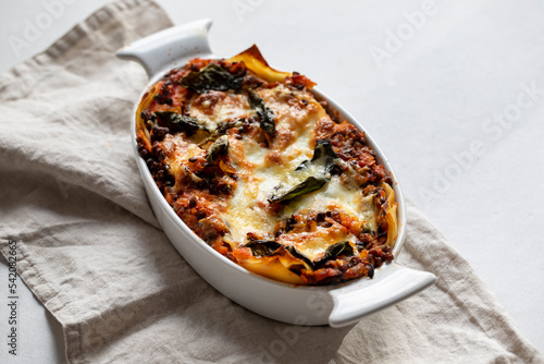 Vegetarian lasagna with puy lentils and butternut squash photo