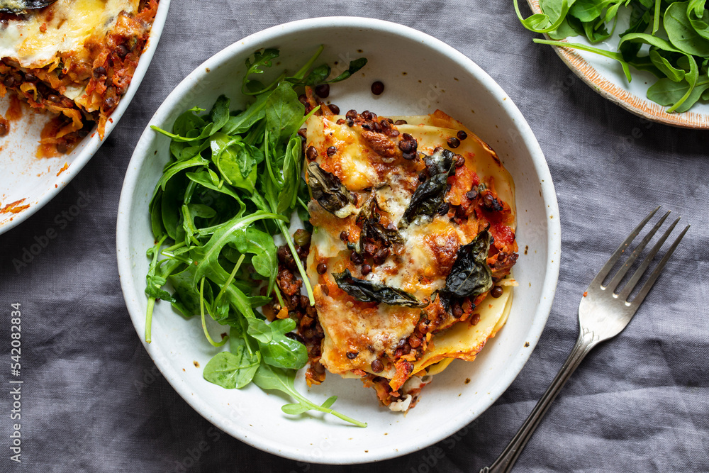 Vegetarian lasagna with puy lentils and butternut squash Vegetarian lasagna with puy lentils and butternut squash