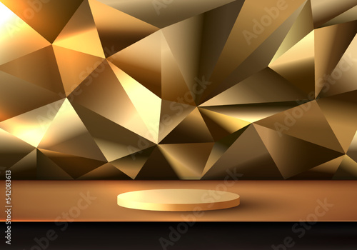 3D golden podium with gold ...