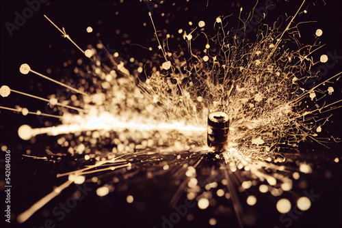 Tableau sur toile bullet impact with lots of sparks