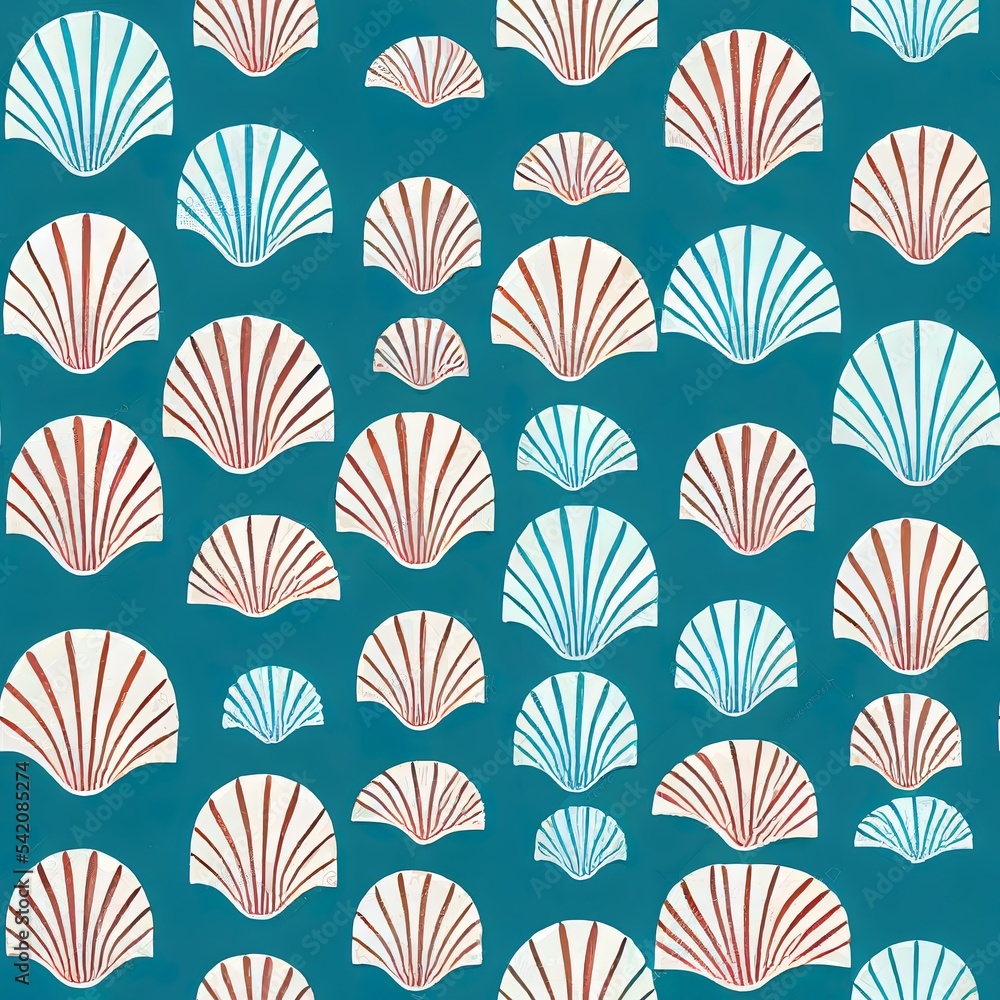 Cute hand drawn sea shells seamless pattern, summer background, great for textiles, banners, wallpapers 2d illustrated design