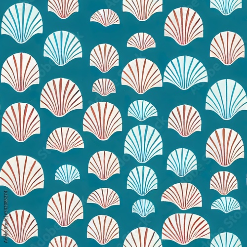Cute hand drawn sea shells seamless pattern  summer background  great for textiles  banners  wallpapers 2d illustrated design